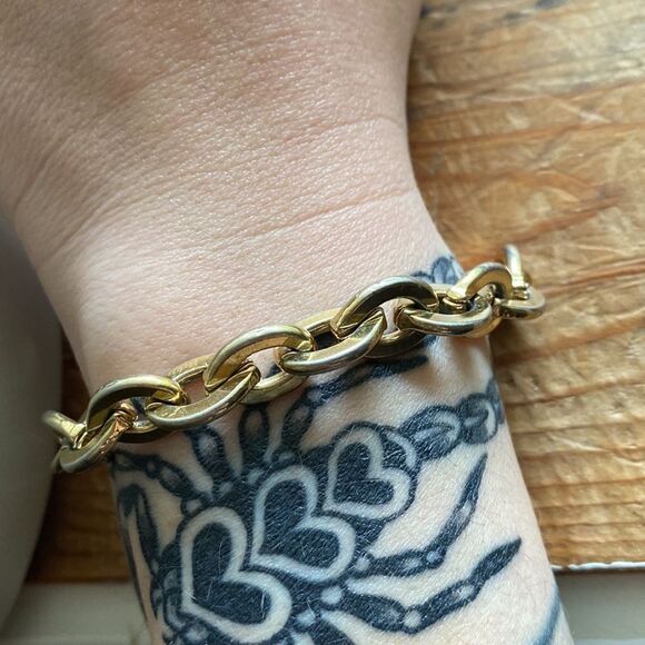 💛 Vintage Oscar De La Renta Gold Plated Cable Bracelet - Picture 4 of 5